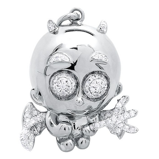 10K Gold Lab Grown Diamond Naughty Cupid Angel Pendant