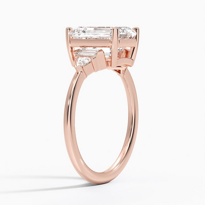 2ct Emerald Lab Grown Diamond Gold Deco Ring