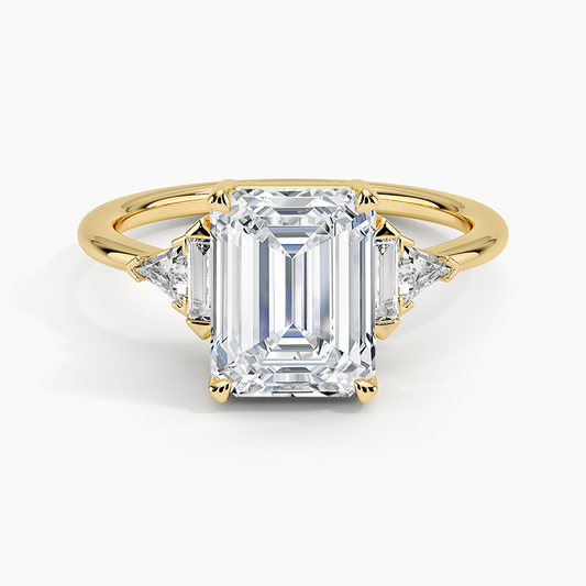 2ct Emerald Lab Grown Diamond Gold Deco Ring