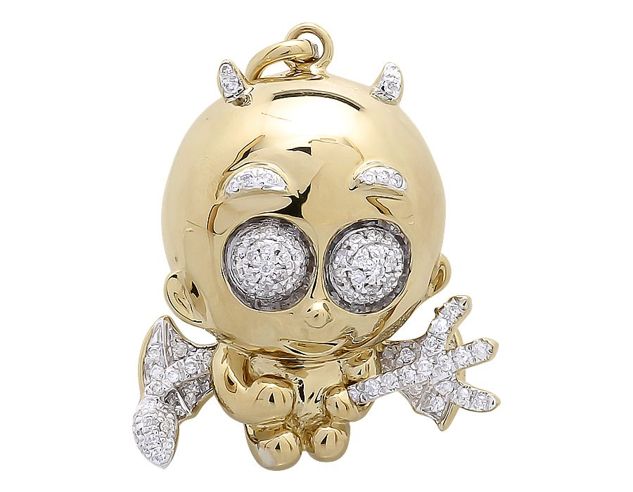 10K Gold Lab Grown Diamond Naughty Cupid Angel Pendant