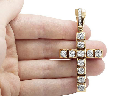 2.5 Inch Lab Grown Diamond 3D Cluster Cross Pendant