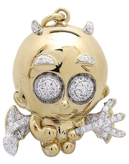 10K Gold Lab Grown Diamond Naughty Cupid Angel Pendant