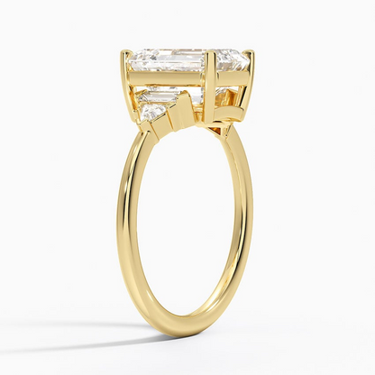 2ct Emerald Lab Grown Diamond Gold Deco Ring