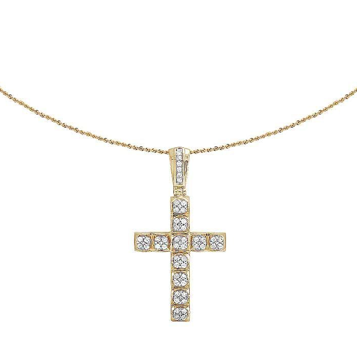 2.5 Inch Lab Grown Diamond 3D Cluster Cross Pendant