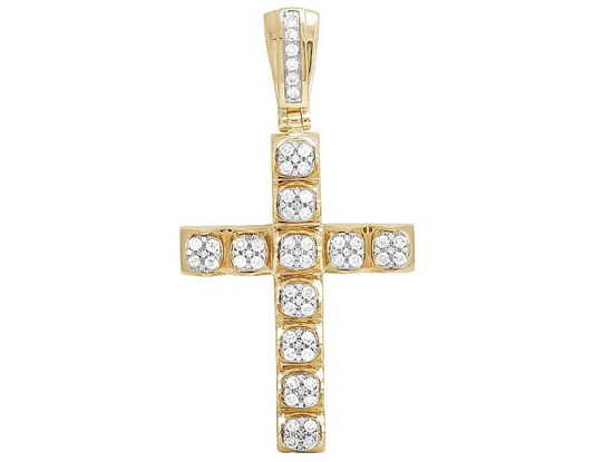 2.5 Inch Lab Grown Diamond 3D Cluster Cross Pendant