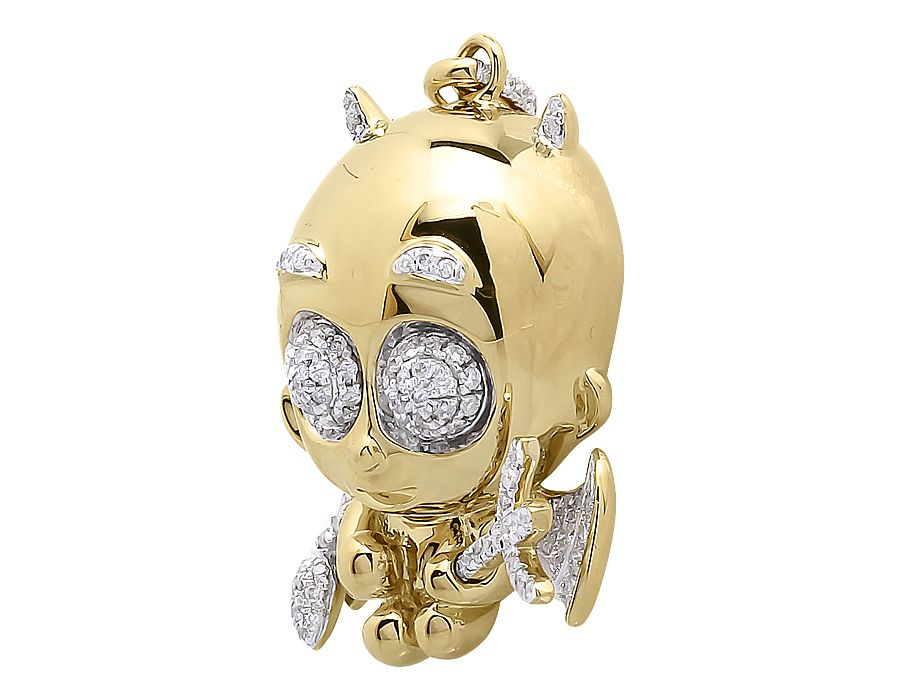 10K Gold Lab Grown Diamond Naughty Cupid Angel Pendant