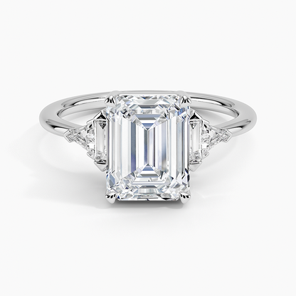 2ct Emerald Lab Grown Diamond Gold Deco Ring