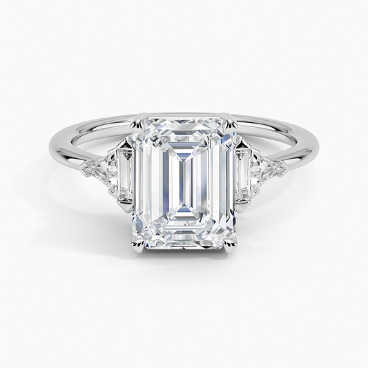 2ct Emerald Lab Grown Diamond Gold Deco Ring
