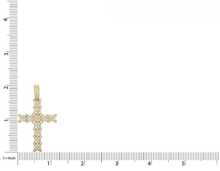 2 Inch Lab Grown Diamond 14K Cluster Cross Pendant