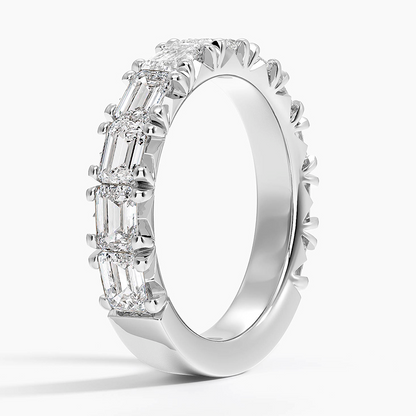 2.53CTW Emerald Lab Groen Diamond Prong Set Wedding Band
