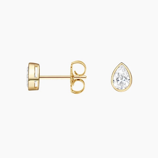 1/2 CTW Pear Shaped Lab Grown Diamond Bezel Stud Earrings