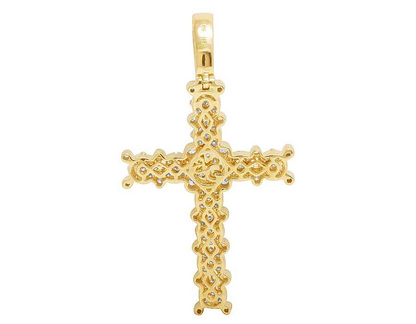 2 Inch Lab Grown Diamond 14K Cluster Cross Pendant