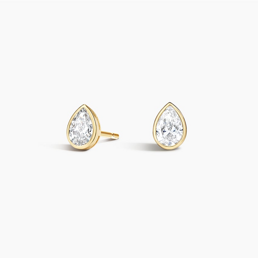 1/2 CTW Pear Shaped Lab Grown Diamond Bezel Stud Earrings