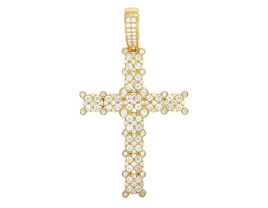2 Inch Lab Grown Diamond 14K Cluster Cross Pendant
