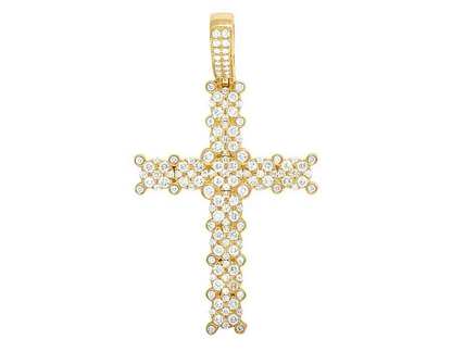 2 Inch Lab Grown Diamond 14K Cluster Cross Pendant