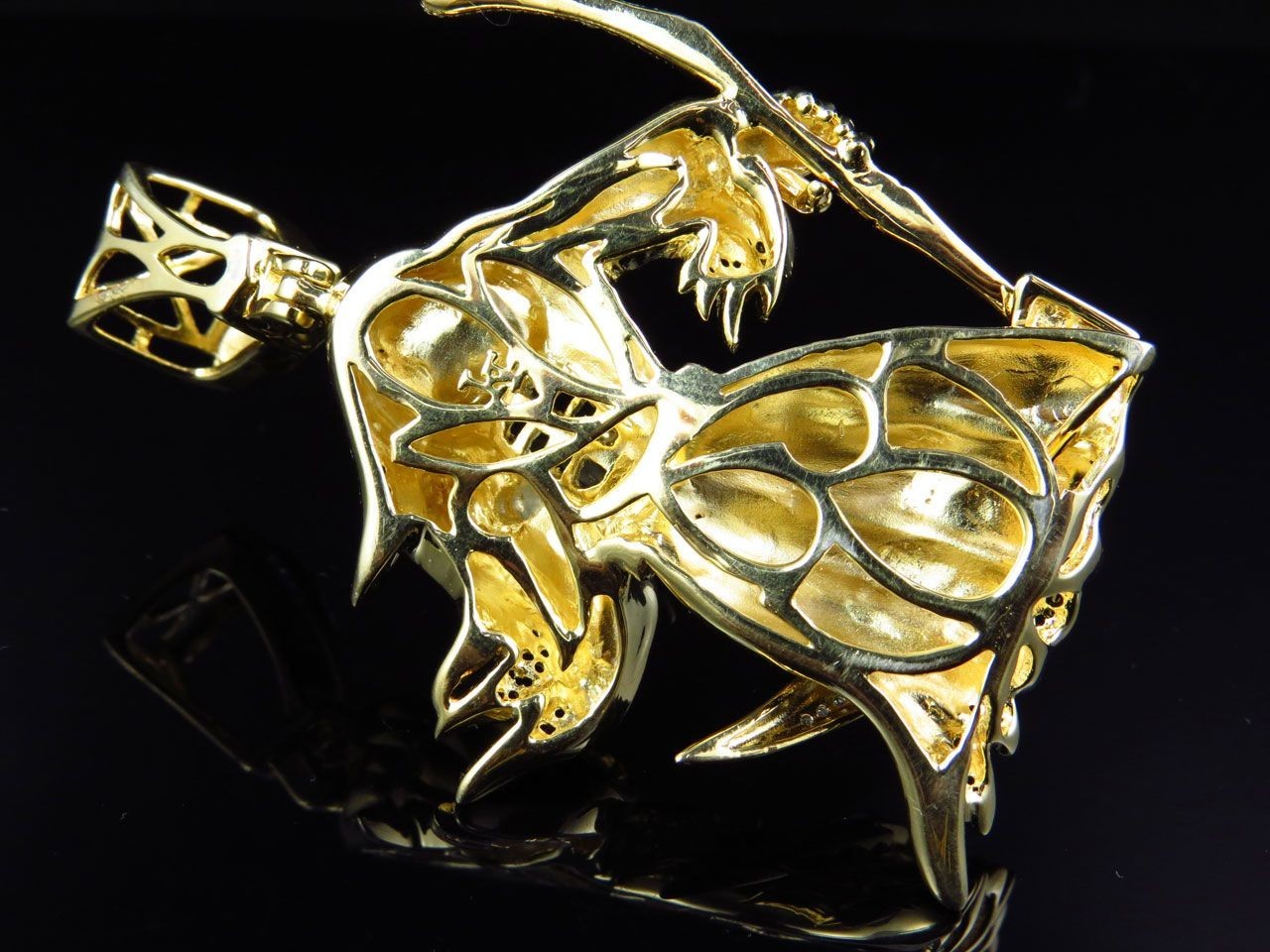 2.62 Inch Lab Grown Diamond 10K Gold Grim Reaper Pendant