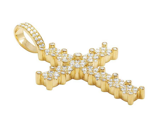 2 Inch Lab Grown Diamond 14K Cluster Cross Pendant