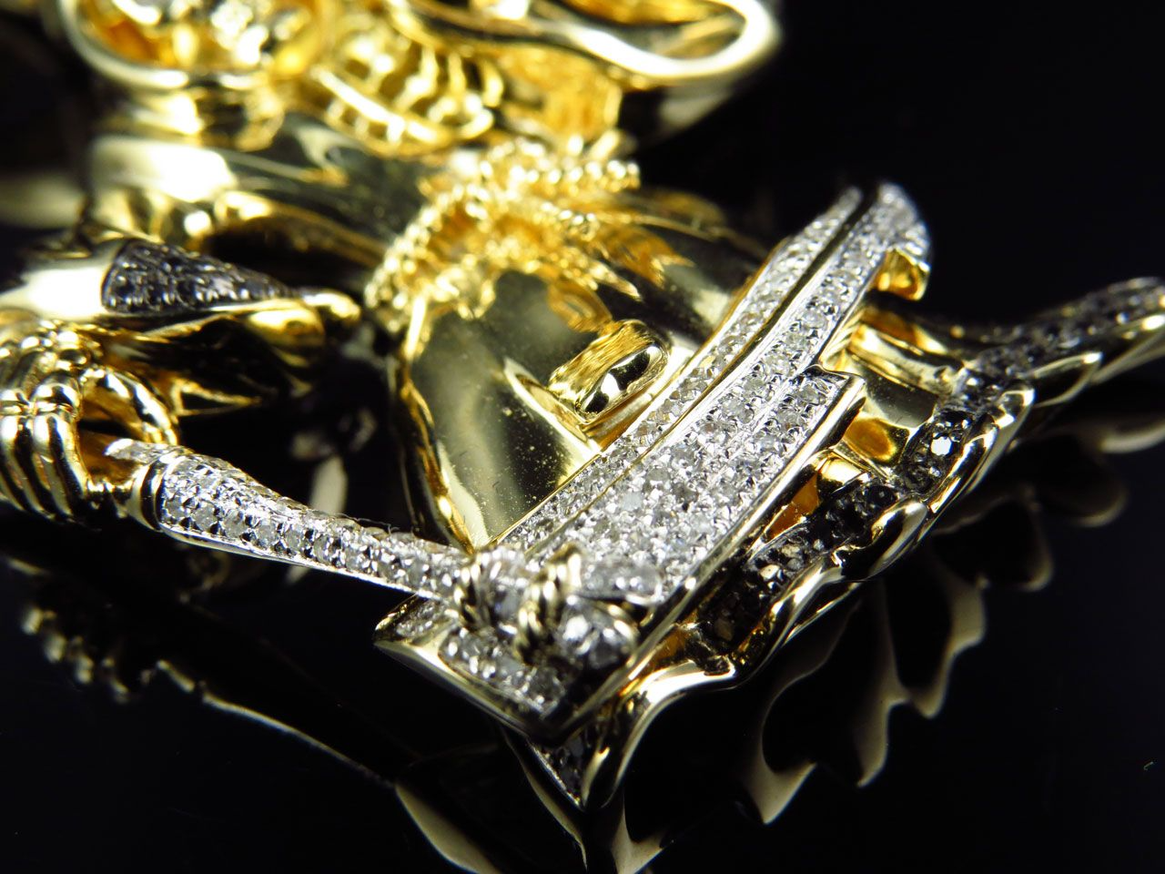2.62 Inch Lab Grown Diamond 10K Gold Grim Reaper Pendant