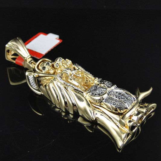 14K Gold Grim Reaper Lab Grown Diamond Pendant