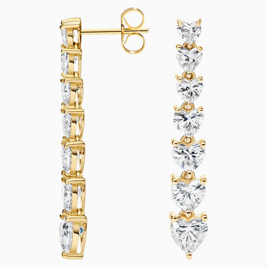 3 CTW Heart Shaped Lab Grown Diamond Tennis Drop Earrings