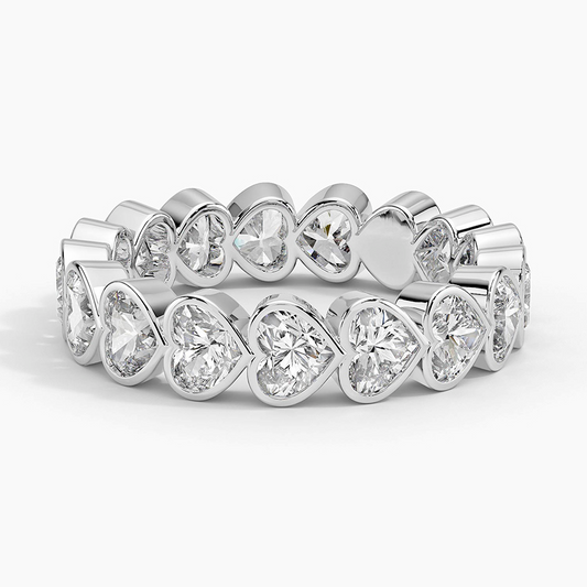Heart Shaped 18K Lab Grown Diamond Bezel Wedding Band