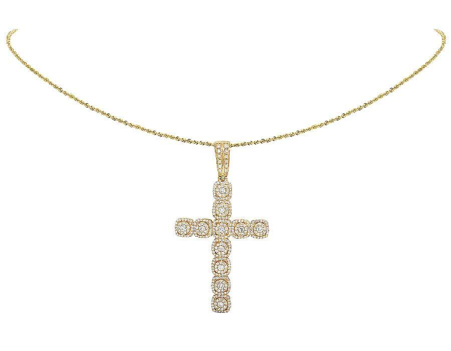 Lab Grown Diamond 10K Square Cluster Cross Pendant