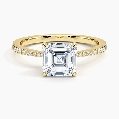 11/2 Asscher Lab Grown Diamond Gold Engagement Ring