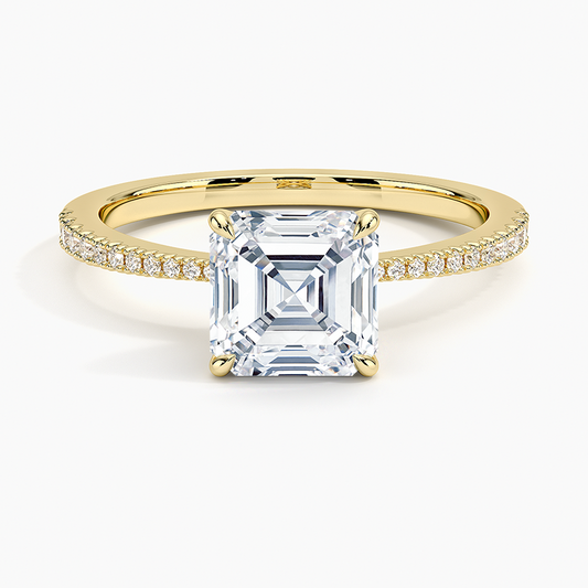 11/2 Asscher Lab Grown Diamond Gold Engagement Ring