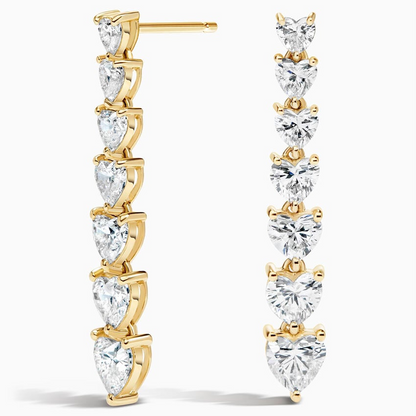 3 CTW Heart Shaped Lab Grown Diamond Tennis Drop Earrings