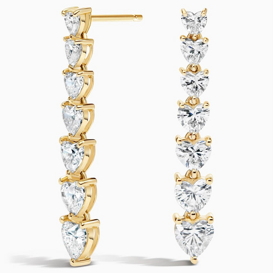 3 CTW Heart Shaped Lab Grown Diamond Tennis Drop Earrings