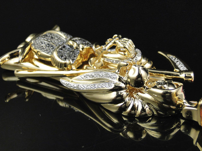 14K Gold Grim Reaper Lab Grown Diamond Pendant