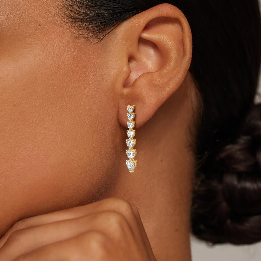 3 CTW Heart Shaped Lab Grown Diamond Tennis Drop Earrings