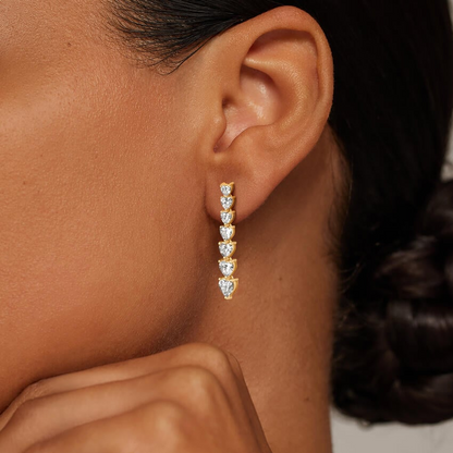 3 CTW Heart Shaped Lab Grown Diamond Tennis Drop Earrings