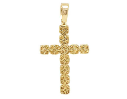 Lab Grown Diamond 10K Square Cluster Cross Pendant