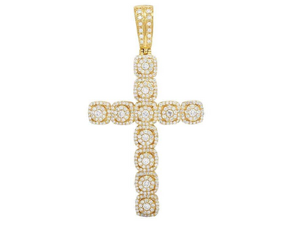 Lab Grown Diamond 10K Square Cluster Cross Pendant