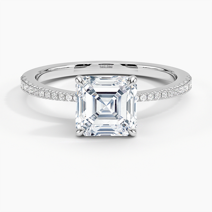 11/2 Asscher Lab Grown Diamond Gold Engagement Ring