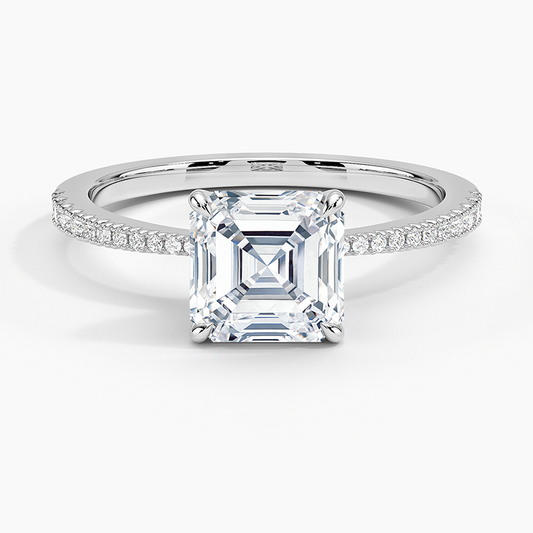 11/2 Asscher Lab Grown Diamond Gold Engagement Ring