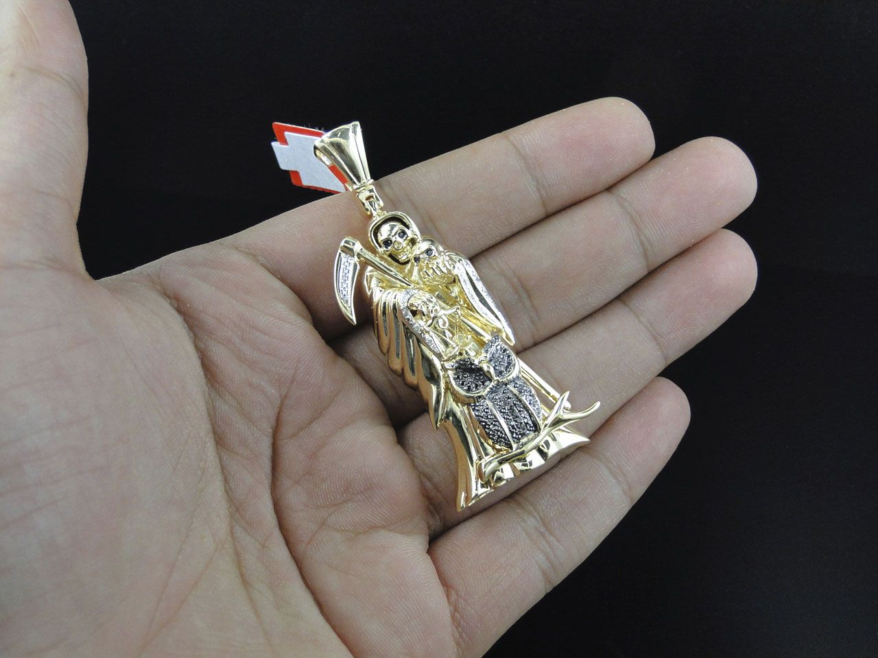 14K Gold Grim Reaper Lab Grown Diamond Pendant