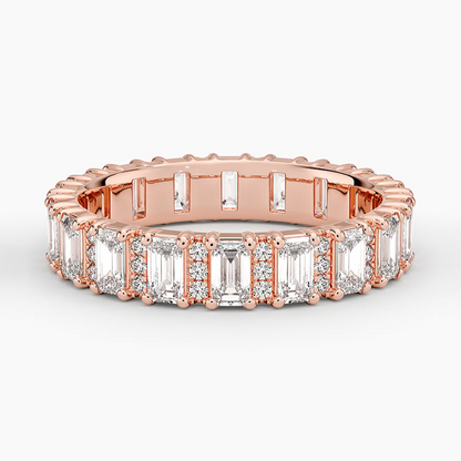 1.84CTW Emerald & Round Lab Grown Diamond Wedding Band