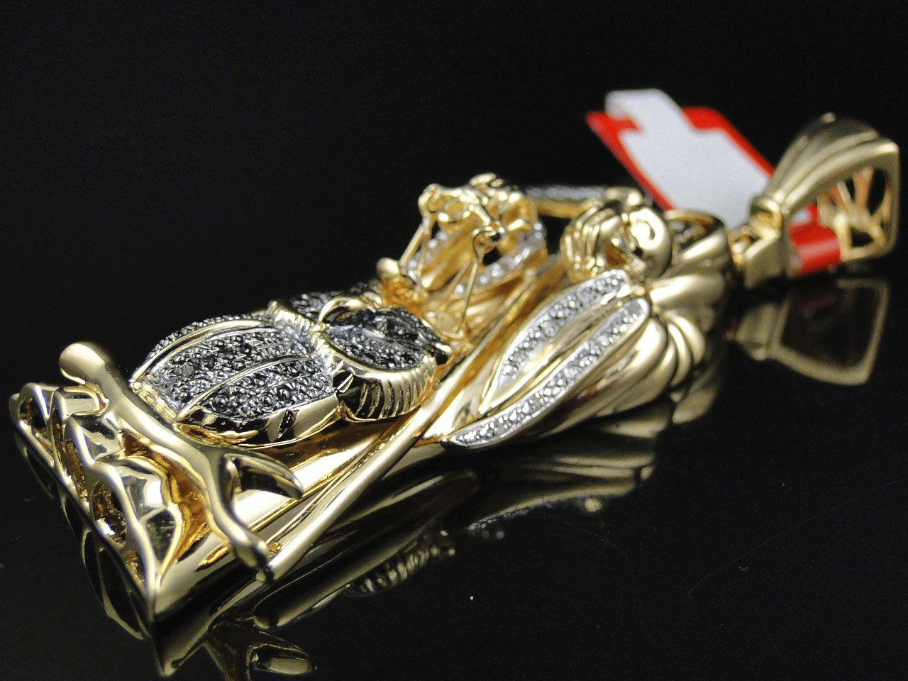 14K Gold Grim Reaper Lab Grown Diamond Pendant