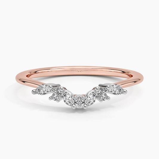 0.13 CTW 18k Two Tone Tiny Lab Grown Diamond Wedding Band