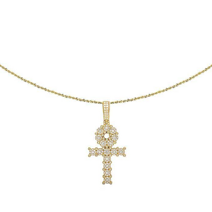 2 Inch Lab Grown Diamond Egyptian Cluster Ankh Cross Pendant