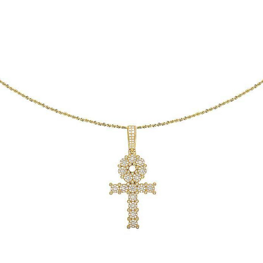 2 Inch Lab Grown Diamond Egyptian Cluster Ankh Cross Pendant
