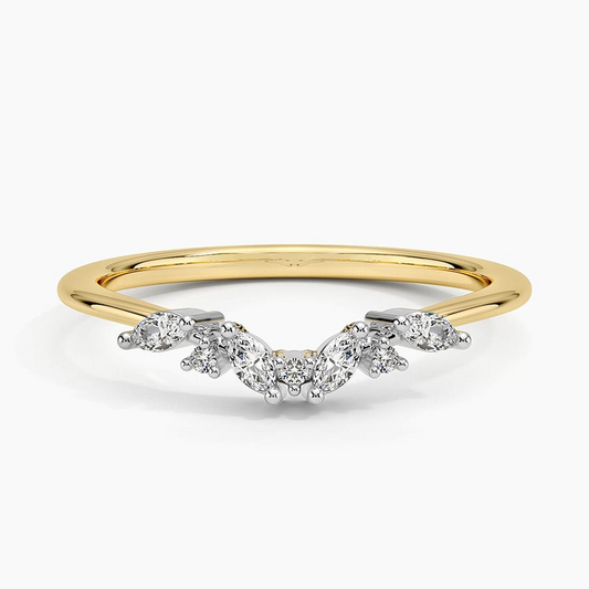 0.13 CTW 18k Two Tone Tiny Lab Grown Diamond Wedding Band