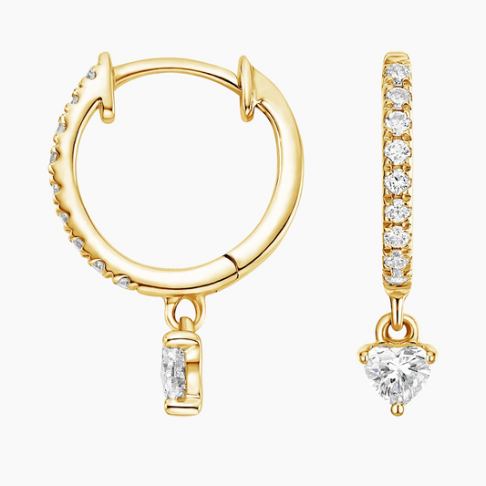 1/3 CTW Heart Shaped Lab Grown Diamond Huggie Earrings