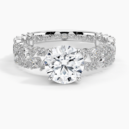 1Ct Round Lab Grown Diamond Gold Unique Band Ring