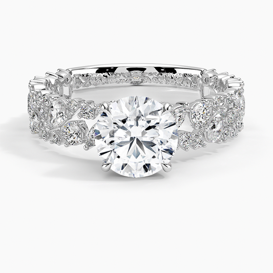 1Ct Round Lab Grown Diamond Gold Unique Band Ring