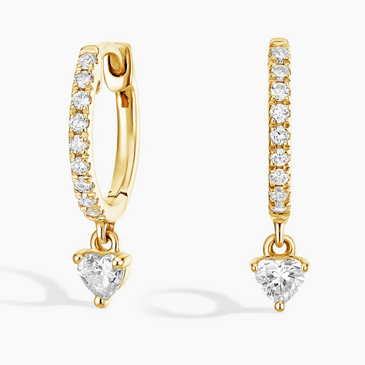 1/3 CTW Heart Shaped Lab Grown Diamond Huggie Earrings