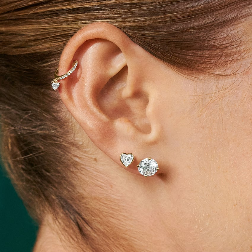 1/3 CTW Heart Shaped Lab Grown Diamond Huggie Earrings