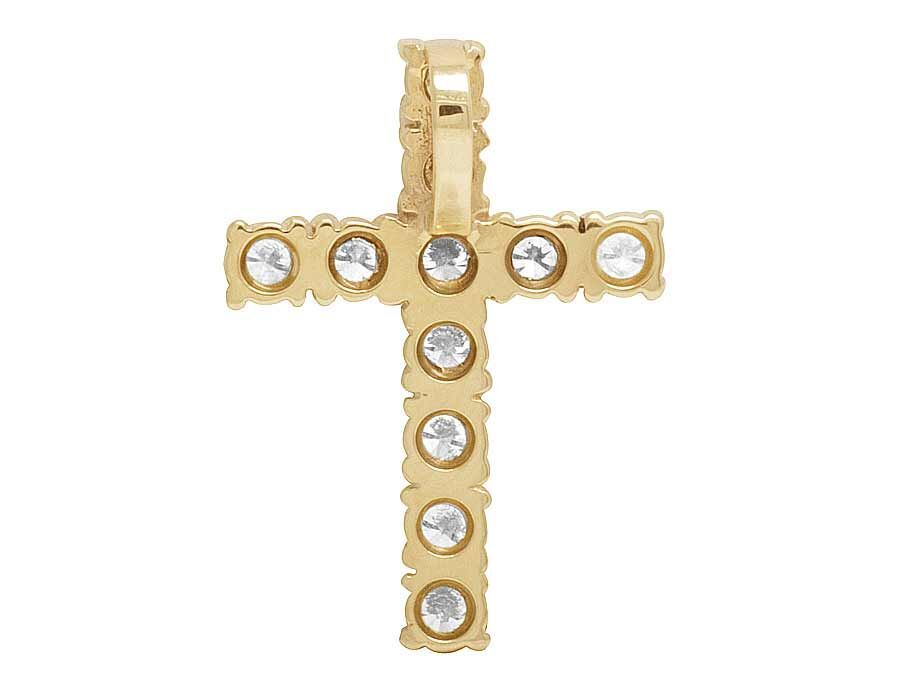 14K Lab Grown Diamond One Row Solitaire Cross Pendant